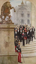 El presidente Sadi Carnot (1837-94) y su gobierno frente a la Ópera de París, del panorama de 